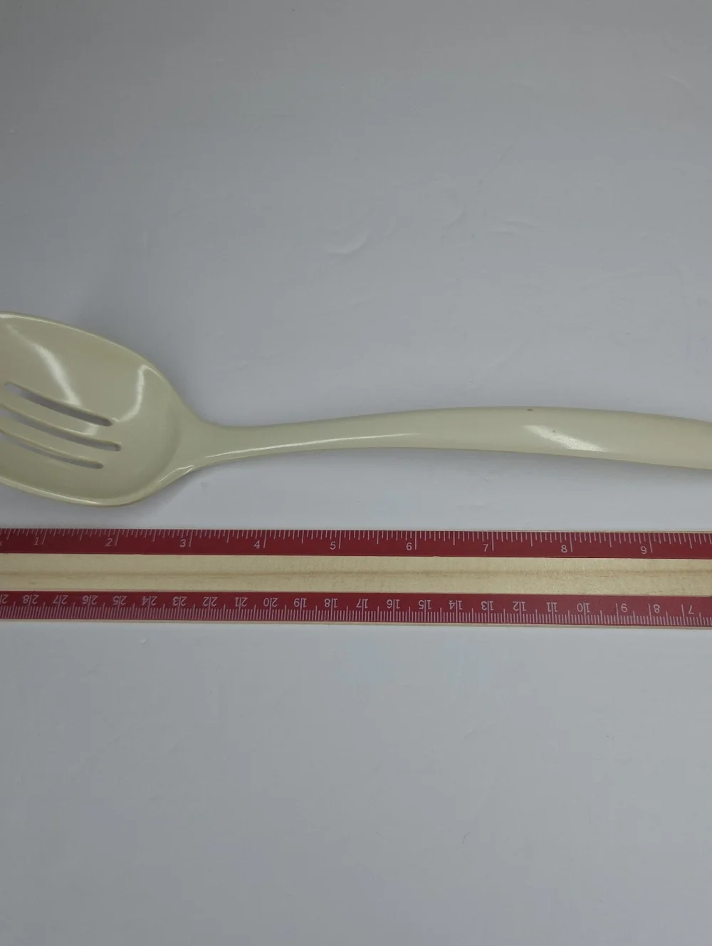 Vtg Taiwan Melamine Off White Slotted Spoon Hard Plastic Utensil